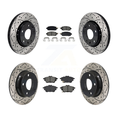 Front Rear Coated Drilled Slot Disc Brake Rotor & Semi-Metallic Pad Kit For Nissan Sentra KDS-100992