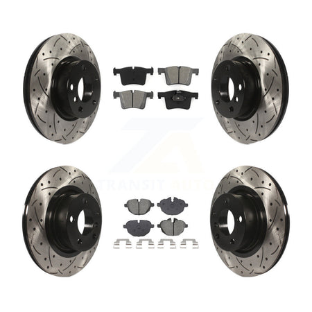 Front Rear Coated Drilled Slotted Disc Brake Rotors & Semi-Metallic Pad Kit For BMW X3 X4 KDS-100997