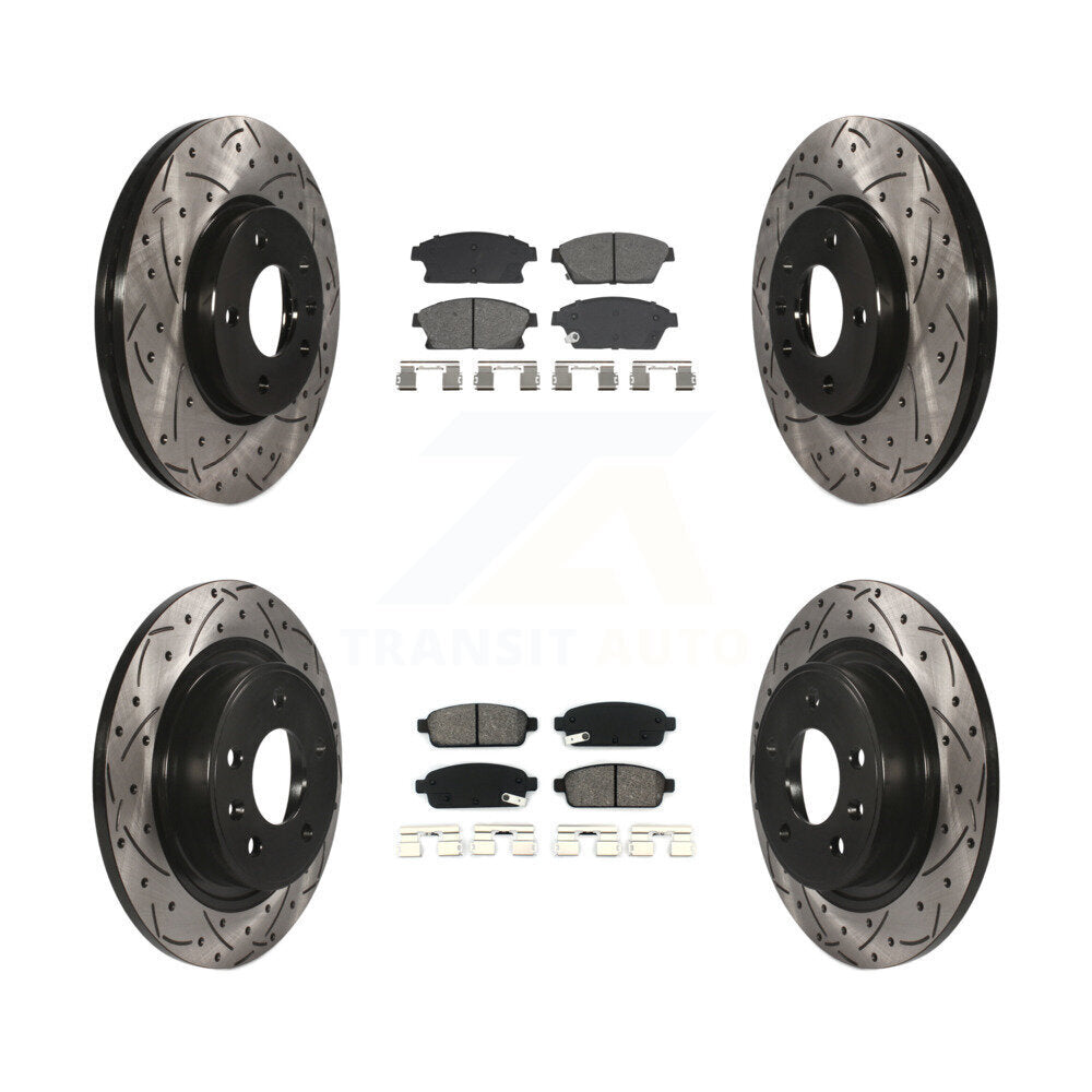 Front Rear Drill Slot Brake Rotors Semi-Metallic Pad Kit For Chevrolet Cruze Buick Verano KDS-101002