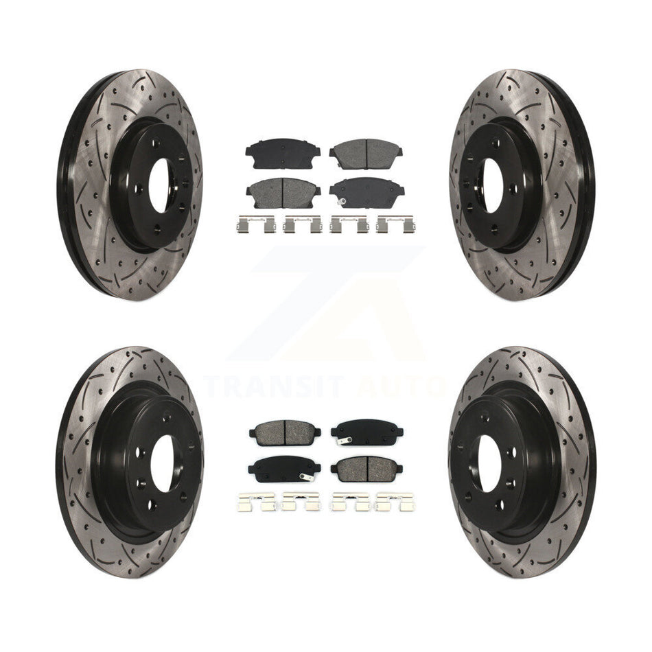 Front Rear Drill Slot Brake Rotors Semi-Metallic Pad Kit For Chevrolet Cruze Buick Verano KDS-101002