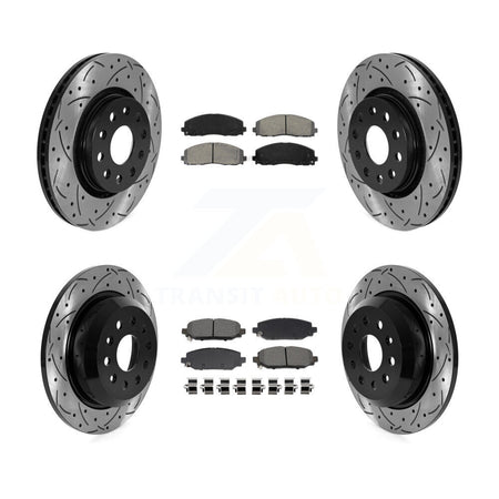 Front Rear Drilled Slot Brake Rotor Semi-Metallic Pad Kit For 18-20 Jeep Wrangler Rubicon KDS-101004
