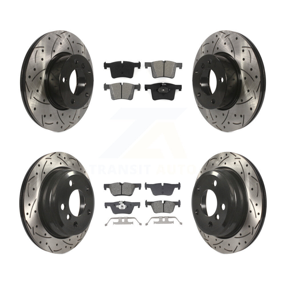 Front Rear Drilled Slot Disc Brake Rotor & Semi-Metallic Pad Kit For BMW 320i xDrive 328d KDS-101005