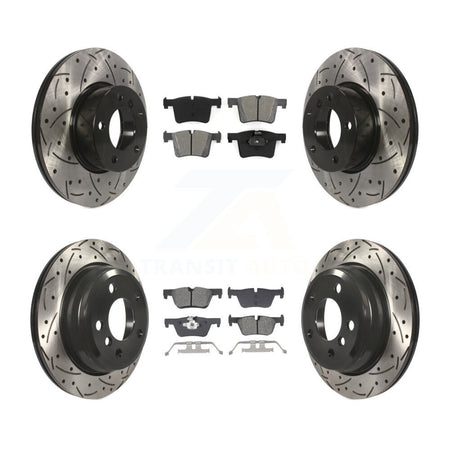 Front Rear Drilled Slot Disc Brake Rotor & Semi-Metallic Pad Kit For BMW 320i xDrive 328d KDS-101005