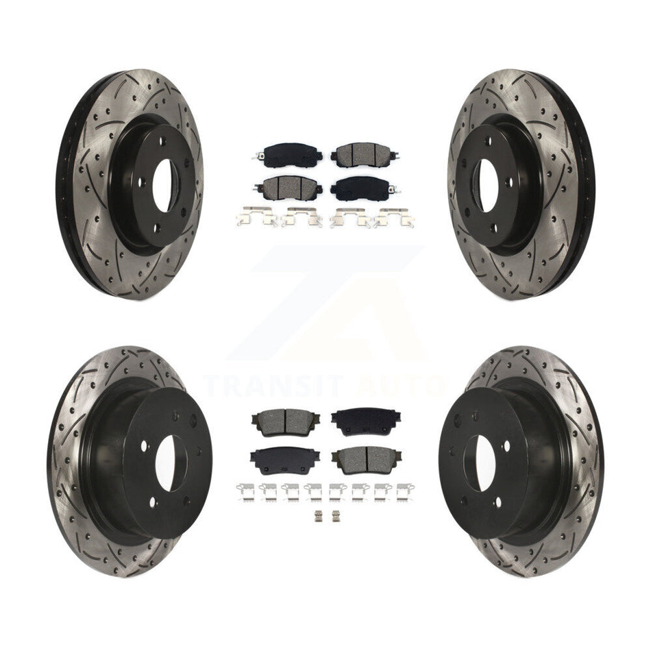 Front Rear Drilled Slot Brake Rotor Semi-Metallic Pad Kit For 2019-2020 Nissan Altima AWD KDS-101006