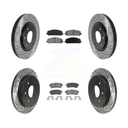 Front Rear Coated Drilled Slot Disc Brake Rotor & Semi-Metallic Pad Kit For Nissan Armada KDS-101012