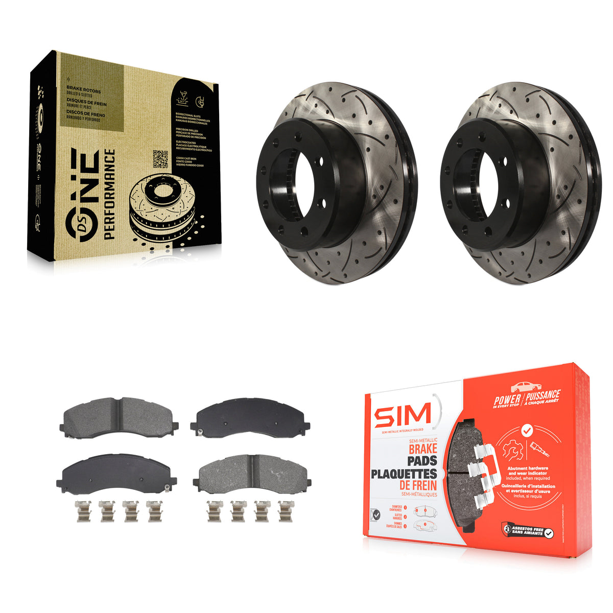 Front Coated Drilled Slotted Disc Brake Rotor And Semi-Metallic Pad Kit For Ram 2500 3500 KDS-101015