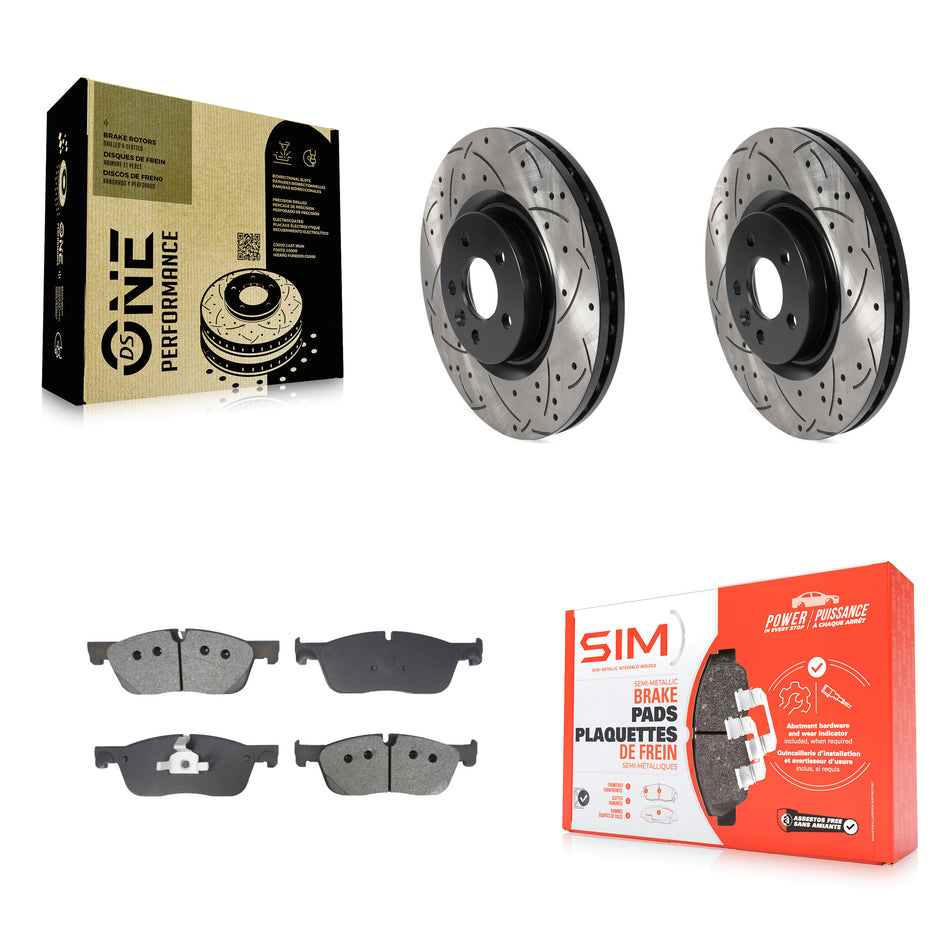 Front Drilled Slot Brake Rotor Semi-Metallic Pad Kit For Land Rover Discovery Sport Range KDS-101019