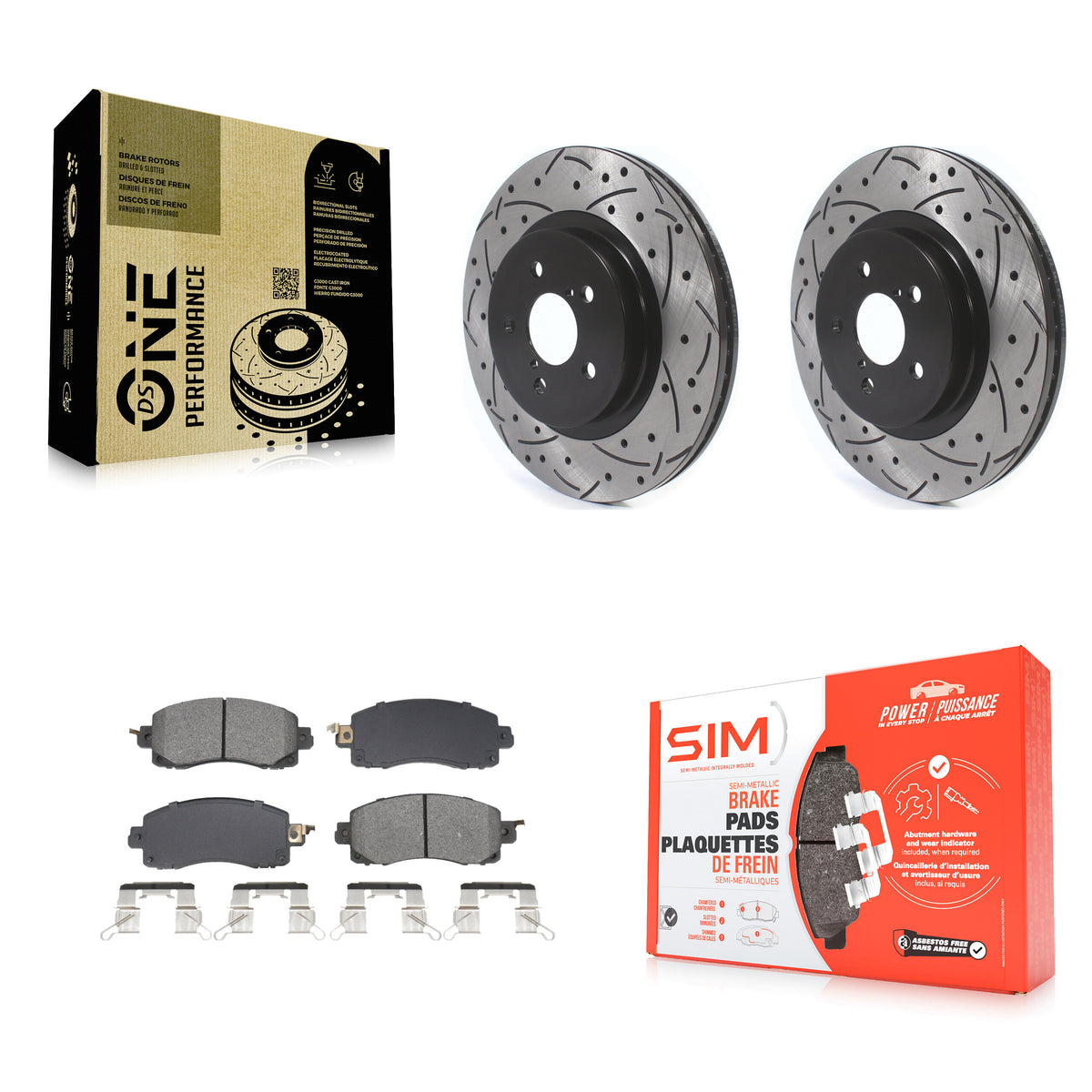 Front Coat Drill Slot Disc Brake Rotor Semi-Metallic Pad Kit For Subaru Crosstrek Impreza KDS-101021