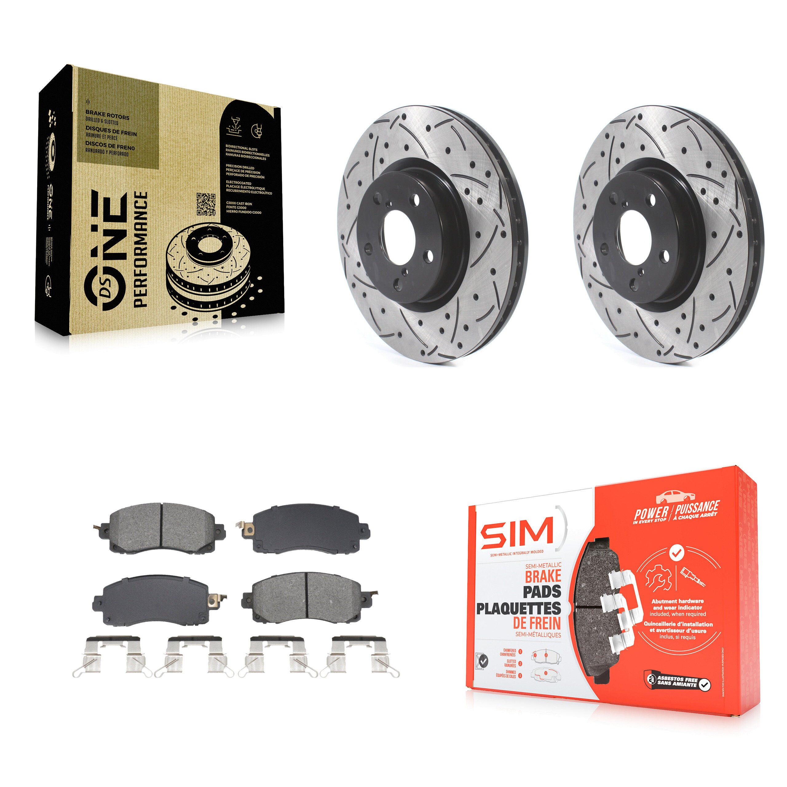 Front Coated Drilled Slotted Disc Brake Rotors & Semi-Metallic Pad Kit For Subaru Impreza KDS-101022