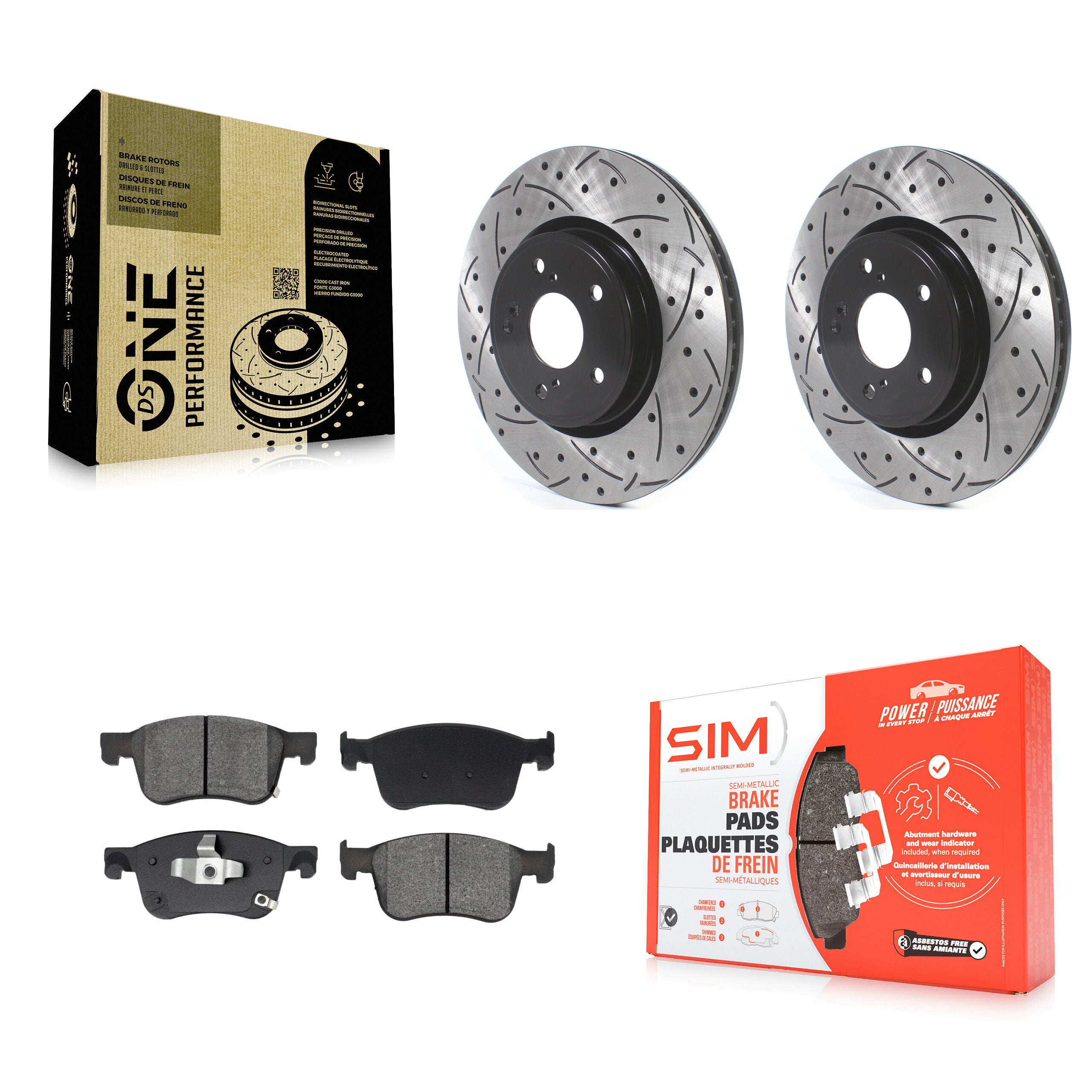 Front Drilled Slot Brake Rotor Semi-Metallic Pad Kit For Honda Civic Accord Acura Integra KDS-101023