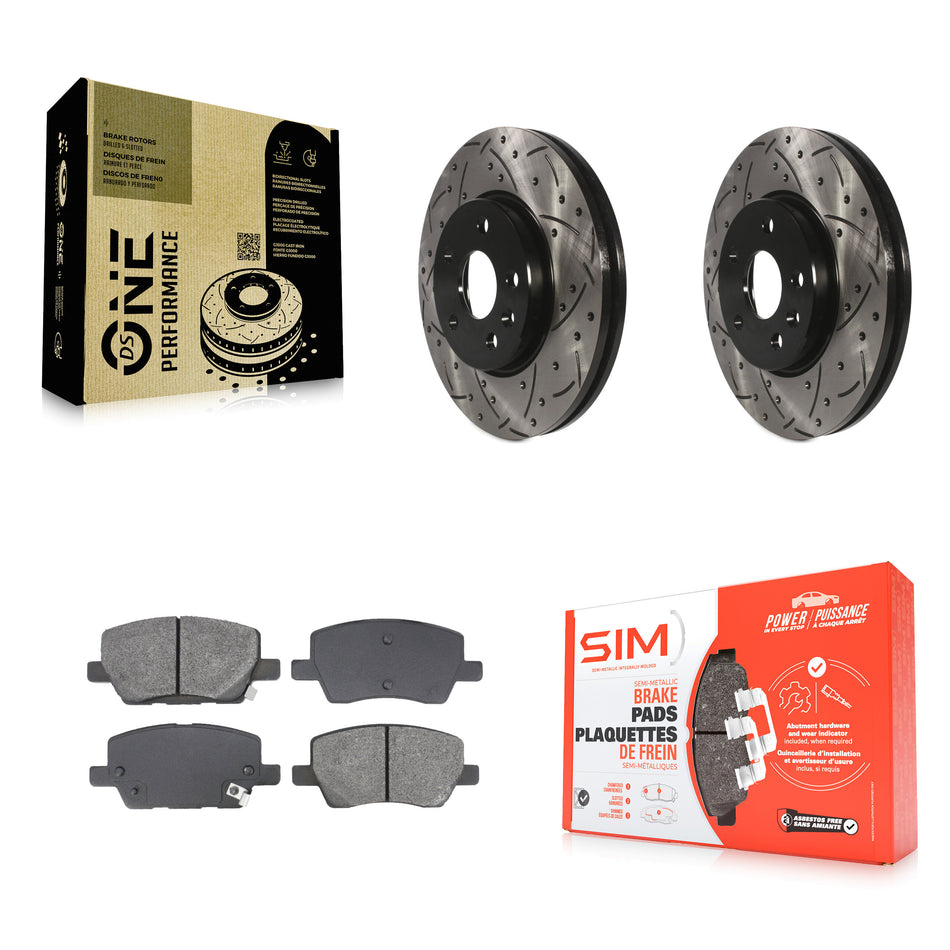 Front Drilled Slot Disc Brake Rotor & Semi-Metallic Pad Kit For 2018-2020 Chevrolet Sonic KDS-101025