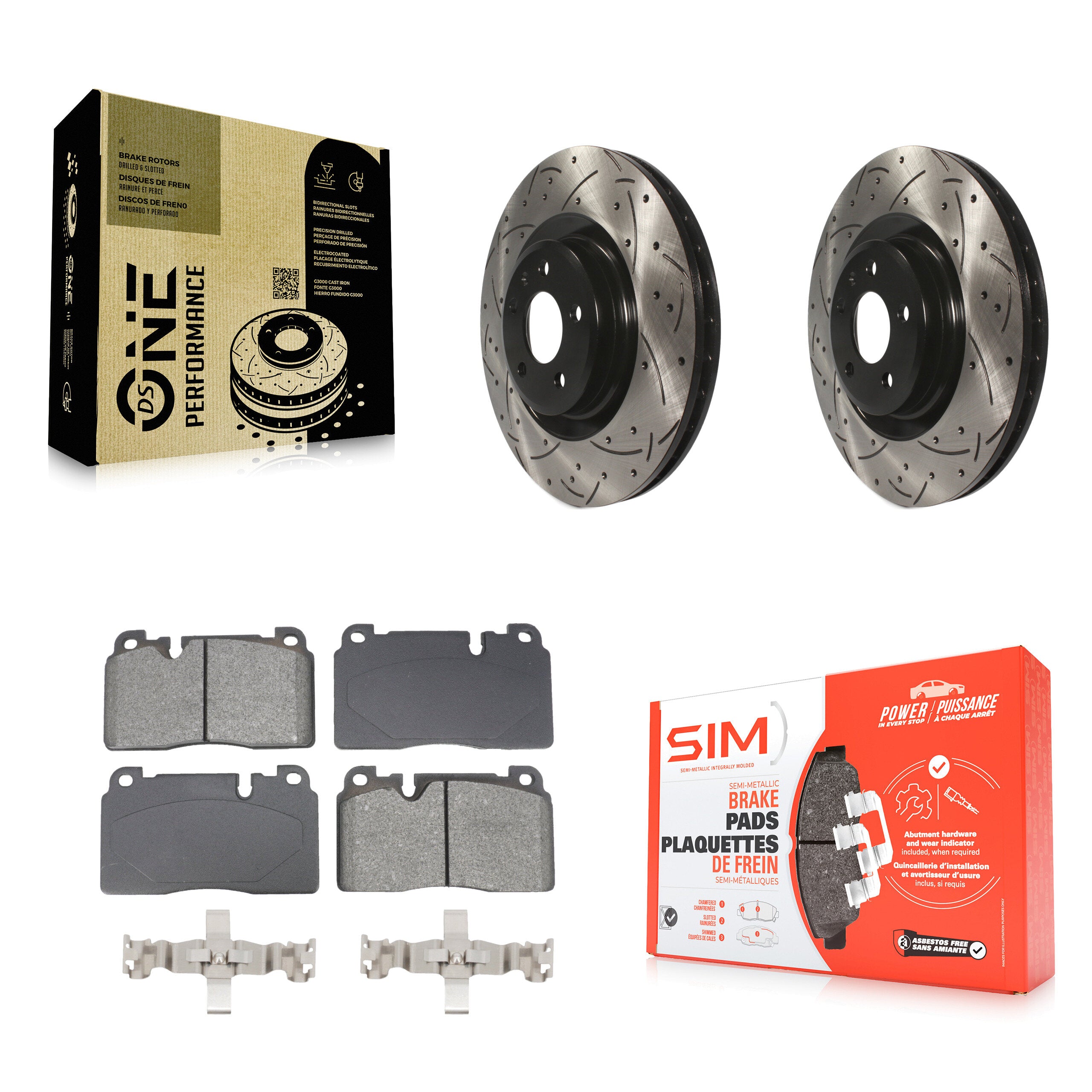 Front Coated Drilled Slotted Disc Brake Rotors And Semi-Metallic Pads Kit For Audi Q5 KDS-101038