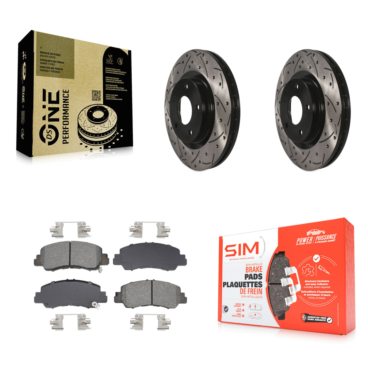 Front Coat Drill Slot Disc Brake Rotor Semi-Metallic Pad Kit For Mitsubishi Eclipse Cross KDS-101048