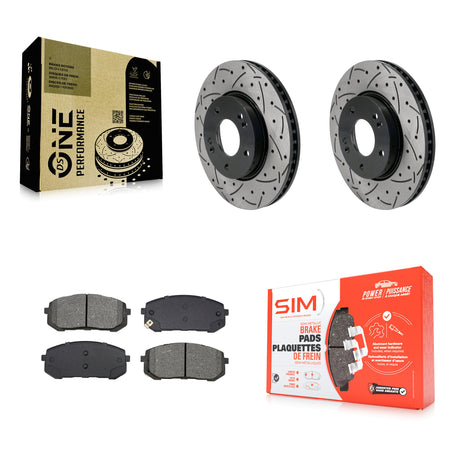 Front Coated Drilled Slotted Disc Brake Rotor & Semi-Metallic Pad Kit For Hyundai Elantra KDS-101053