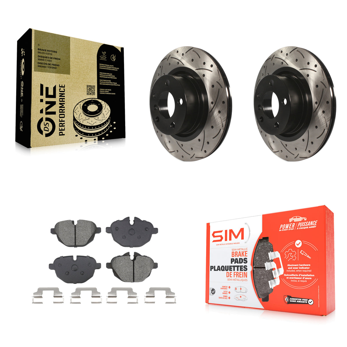 Rear Coated Drilled Slotted Disc Brake Rotors And Semi-Metallic Pads Kit For BMW X3 X4 KDS-101062