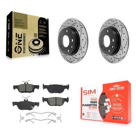 Rear Coated Drilled Slot Disc Brake Rotor & Semi-Metallic Pad Kit For Mazda 3 CX-30 Sport KDS-101065