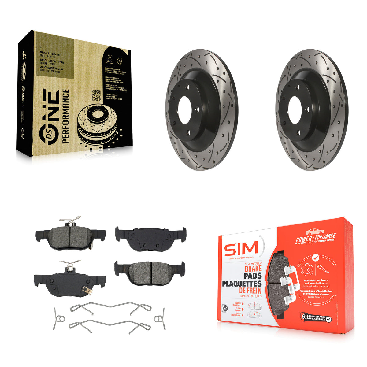Rear Coated Drilled Slot Disc Brake Rotors Semi-Metallic Pad Kit For Mazda CX-30 MX-30 EV KDS-101066