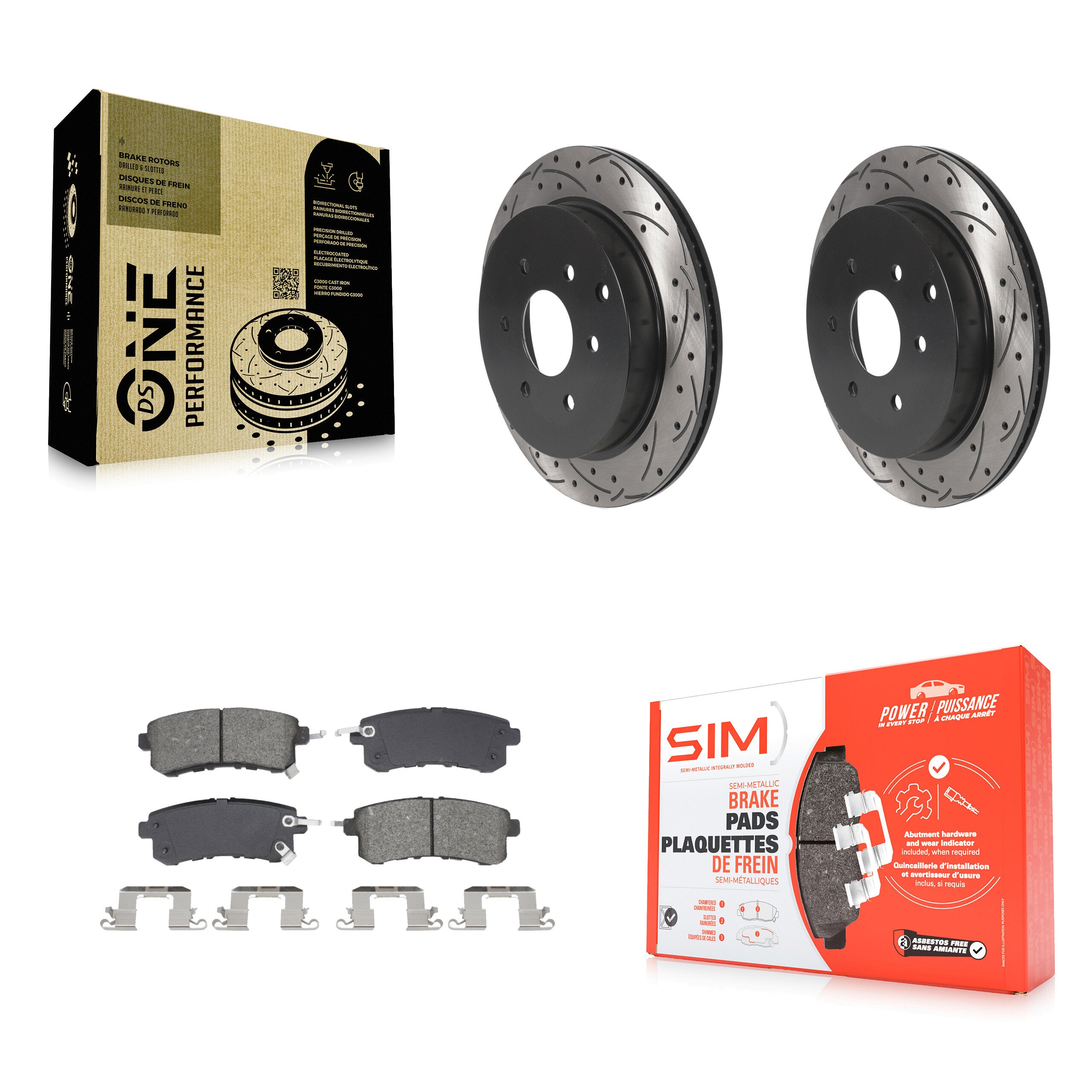 Rear Drilled Slot Brake Rotors Semi-Metallic Pad Kit For INFINITI QX80 Nissan Armada QX56 KDS-101069