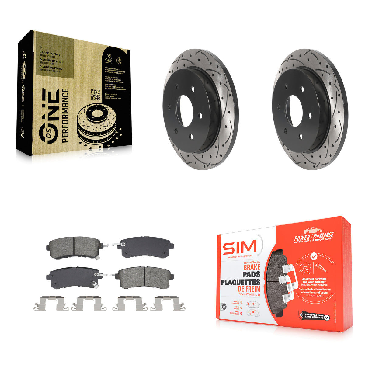 Rear Drill Slot Disc Brake Rotor Semi-Metallic Pad Kit For Nissan Armada With Solid KDS-101070
