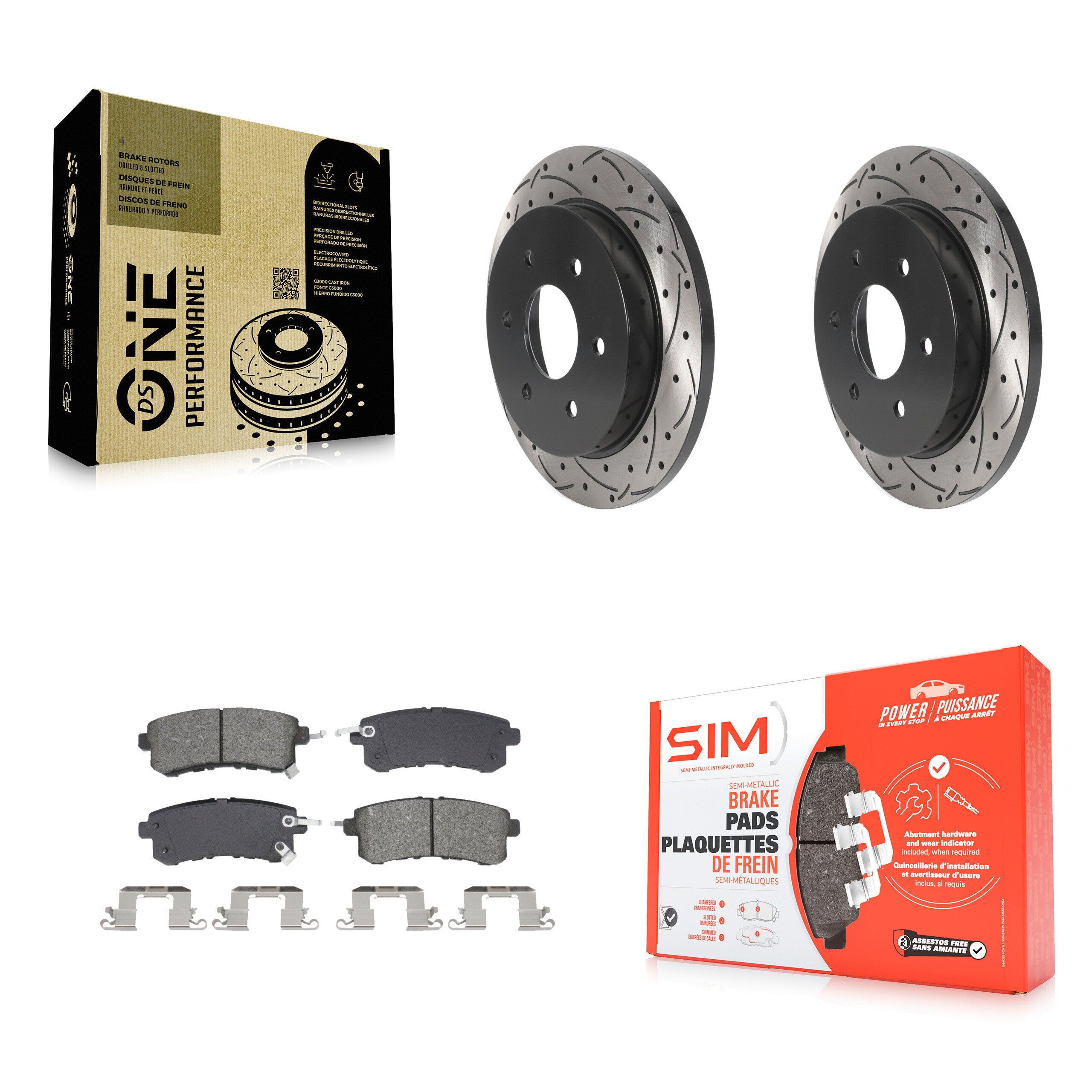 Rear Drill Slot Disc Brake Rotor Semi-Metallic Pad Kit For Nissan Armada With Solid KDS-101070