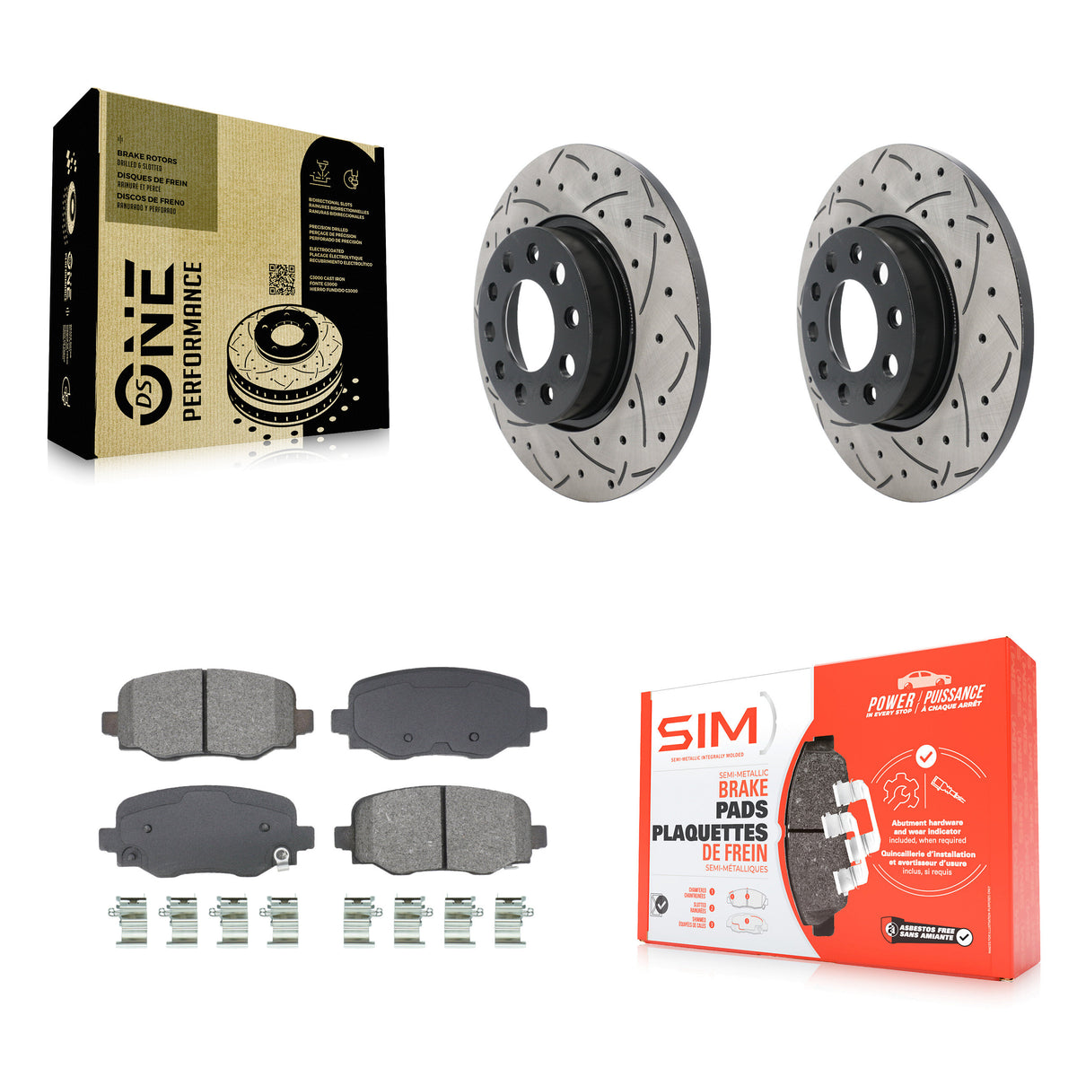 Rear Drilled Slot Brake Rotor & Semi-Metallic Pad Kit For Jeep Renegade Dodge Hornet Fiat KDS-101071
