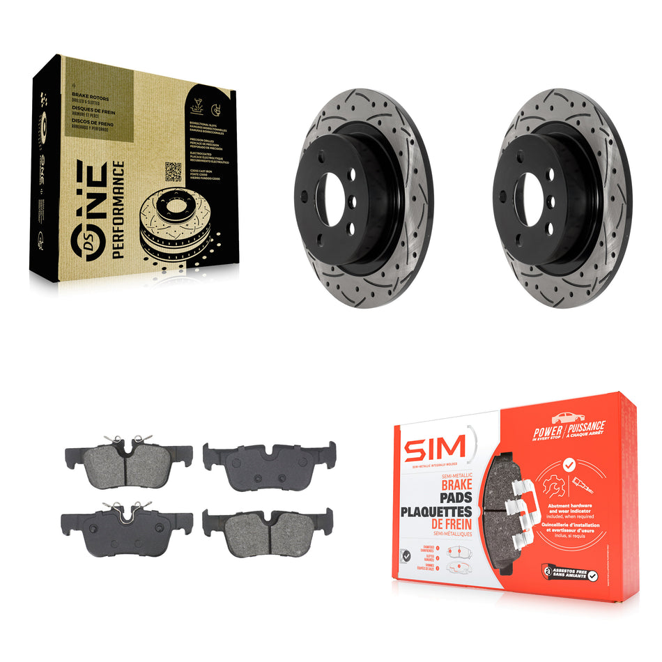 Rear Drill Slot Brake Rotors Semi-Metallic Pad Kit For Mini Cooper Countryman Clubman BMW KDS-101073