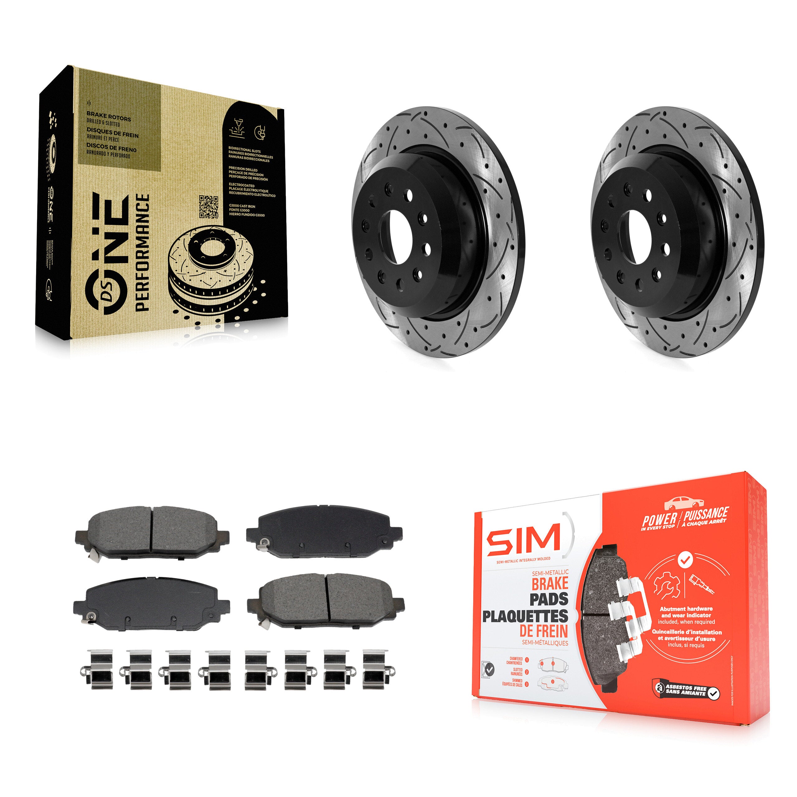 Rear Drilled Slot Brake Rotor & Semi-Metallic Pad Kit For 2018-2020 Jeep Wrangler Rubicon KDS-101075
