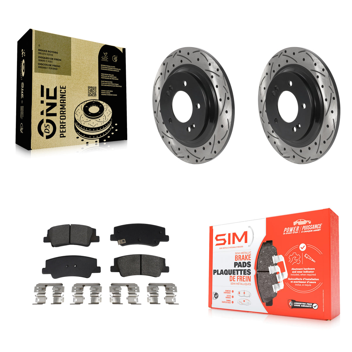 Rear Drill Slot Disc Brake Rotors Semi-Metallic Pad Kit For Hyundai Sonata Kia Niro EV K5 KDS-101078