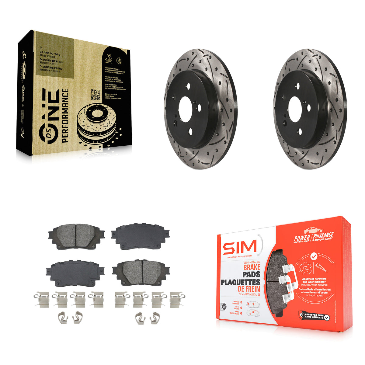 Rear Coat Drill Slot Disc Brake Rotors Semi-Metallic Pad Kit For 2019 Toyota Corolla 1.8L KDS-101079