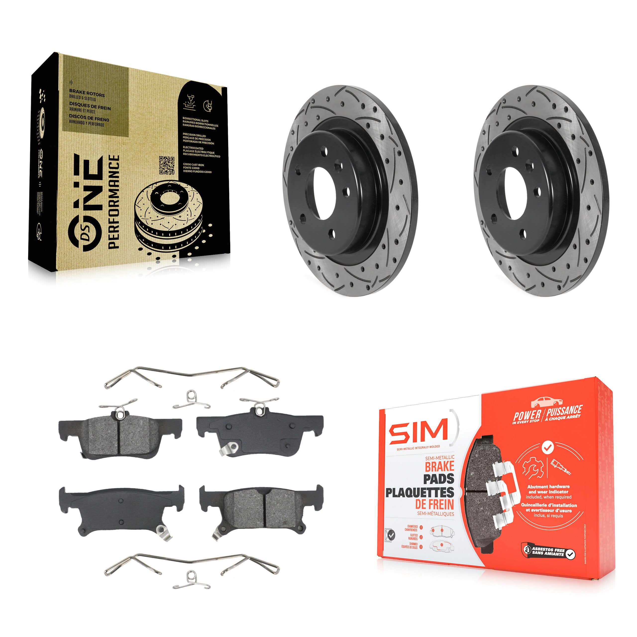 Rear Coated Drilled Slotted Disc Brake Rotor And Semi-Metallic Pad Kit For Buick Envision KDS-101083