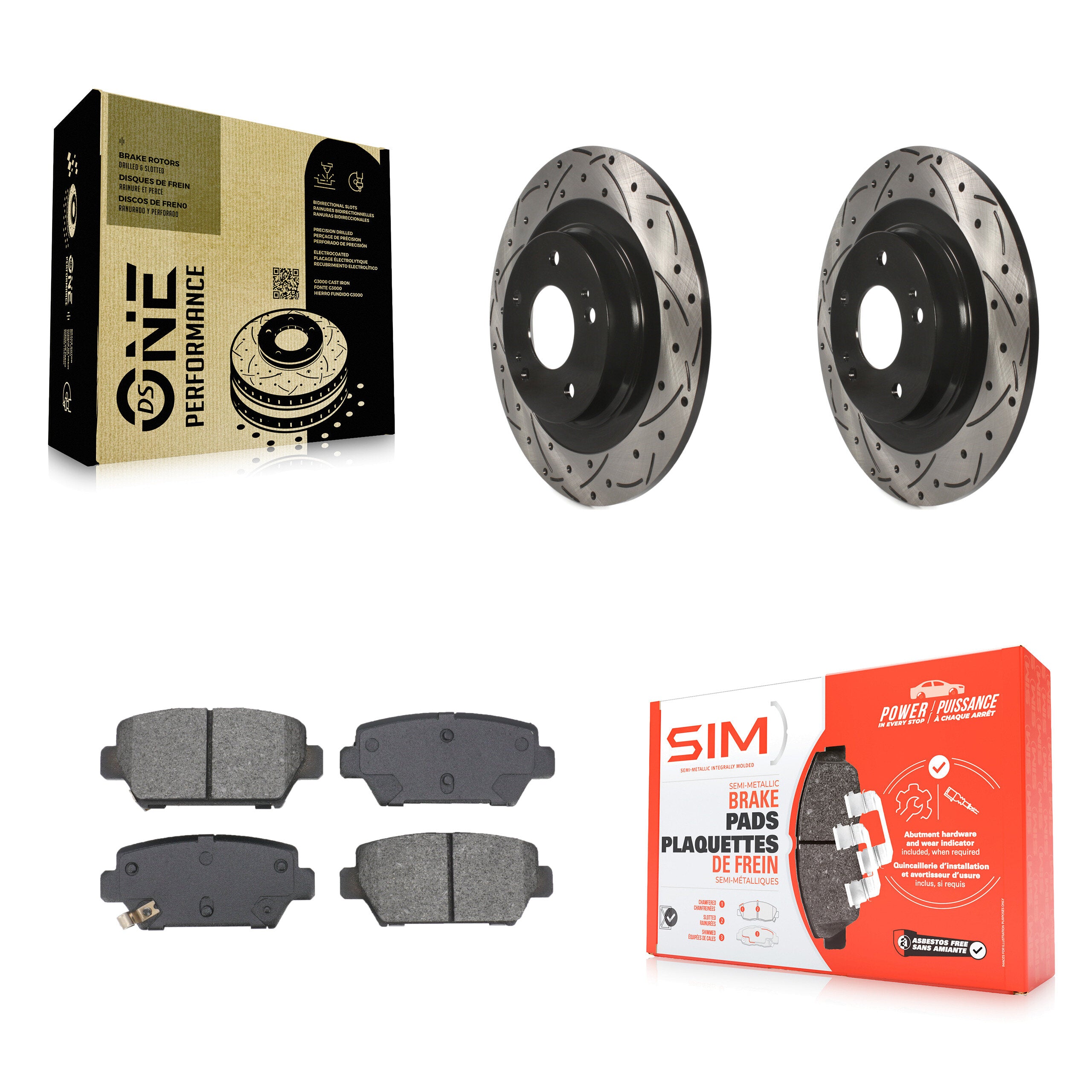 Rear Coat Drill Slot Disc Brake Rotors Semi-Metallic Pad Kit For Mitsubishi Eclipse Cross KDS-101088