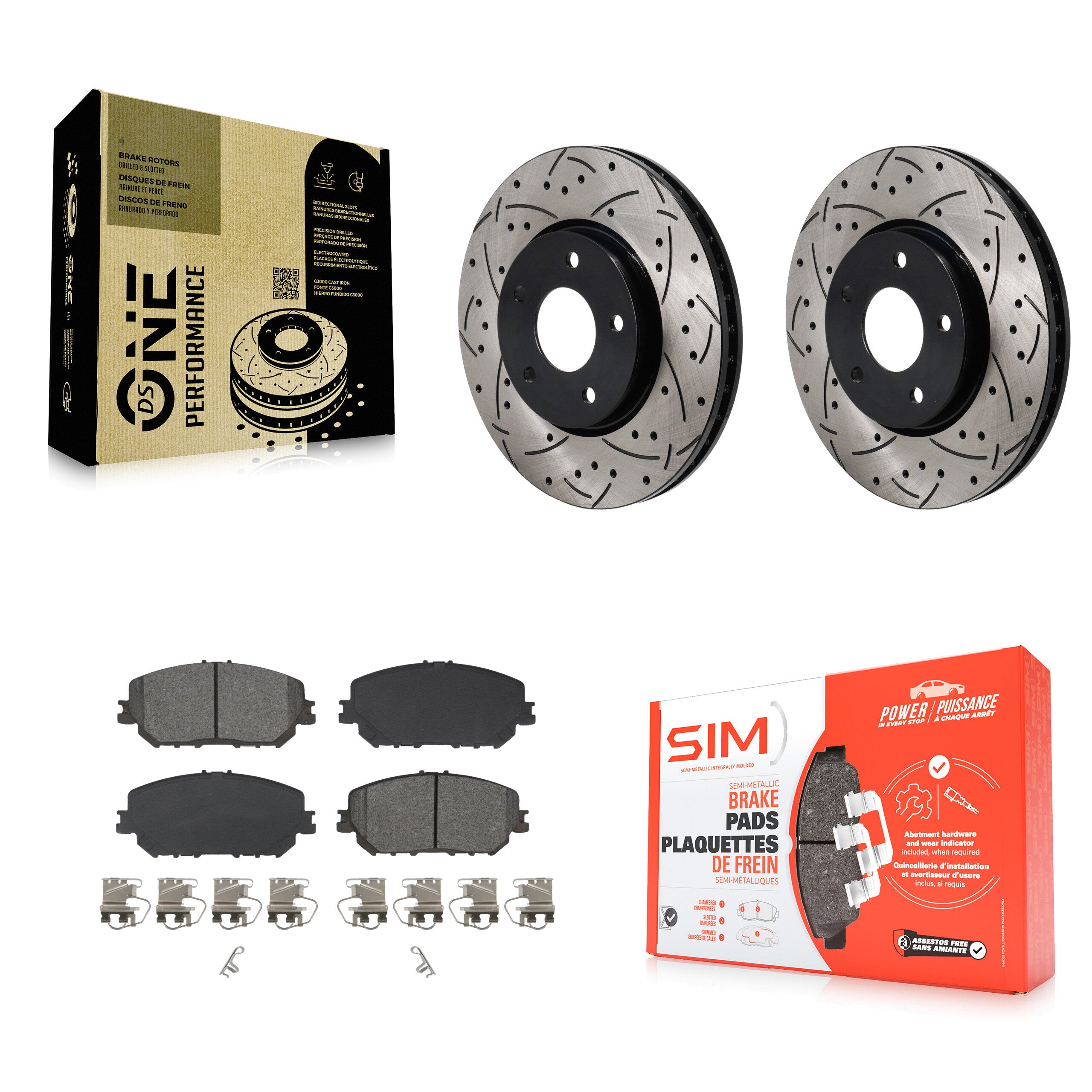Front Coated Drilled Slotted Disc Brake Rotors And Semi-Metallic Pad Kit For Nissan Rogue KDS-101106