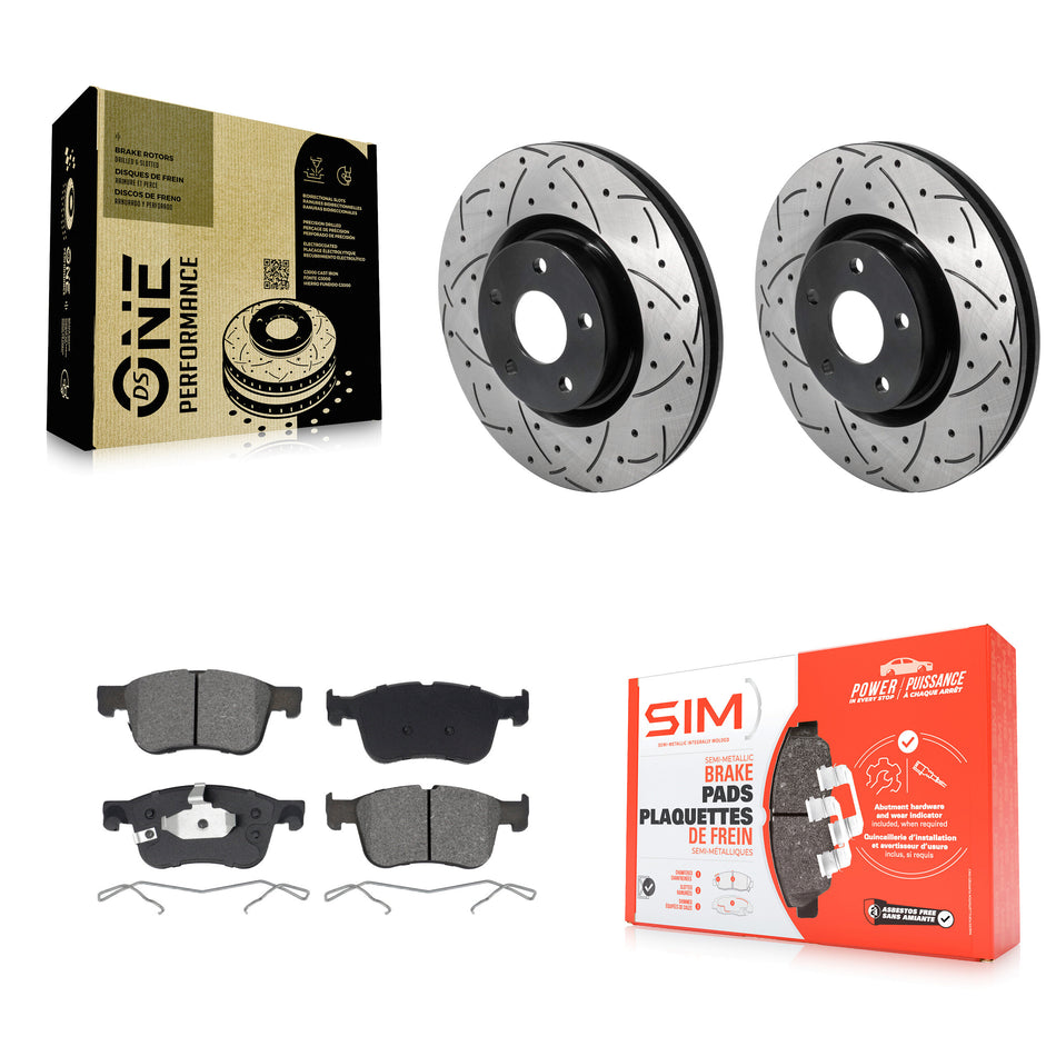 Front Drilled Slot Brake Rotor Semi-Metallic Pad Kit For Ford Escape Bronco Sport Lincoln KDS-101110