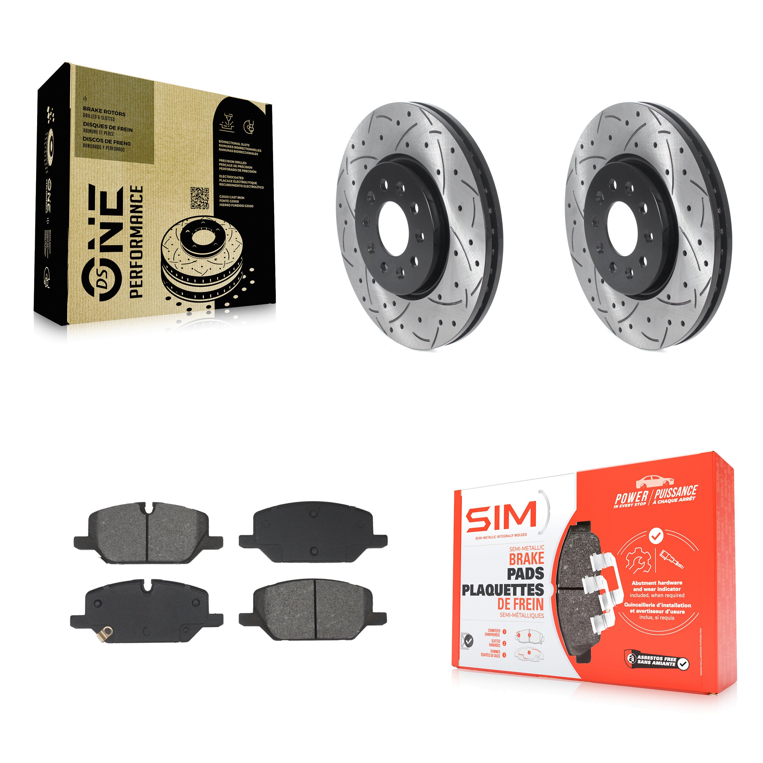 Front Drill Slot Disc Brake Rotor Semi-Metallic Pad Kit For Chevrolet Equinox GMC Terrain KDS-101119