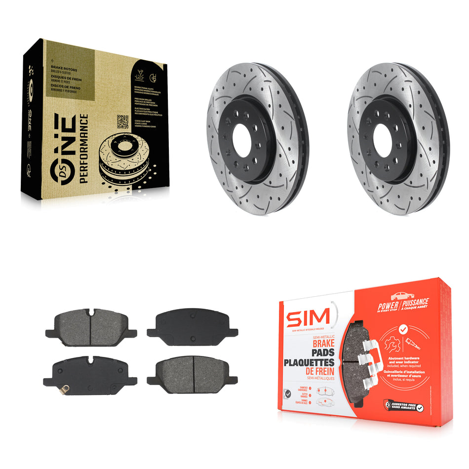Front Drill Slot Disc Brake Rotor Semi-Metallic Pad Kit For Chevrolet Equinox GMC Terrain KDS-101119
