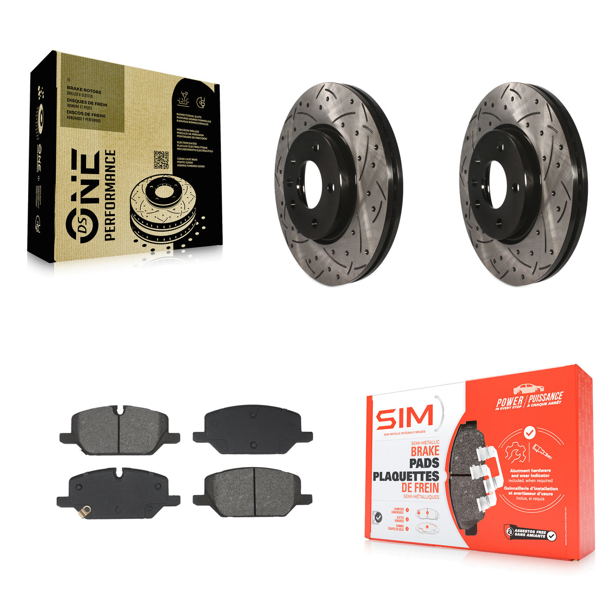 Front Coated Drilled Slotted Disc Brake Rotors And Semi-Metallic Pads Kit For GMC Terrain KDS-101120