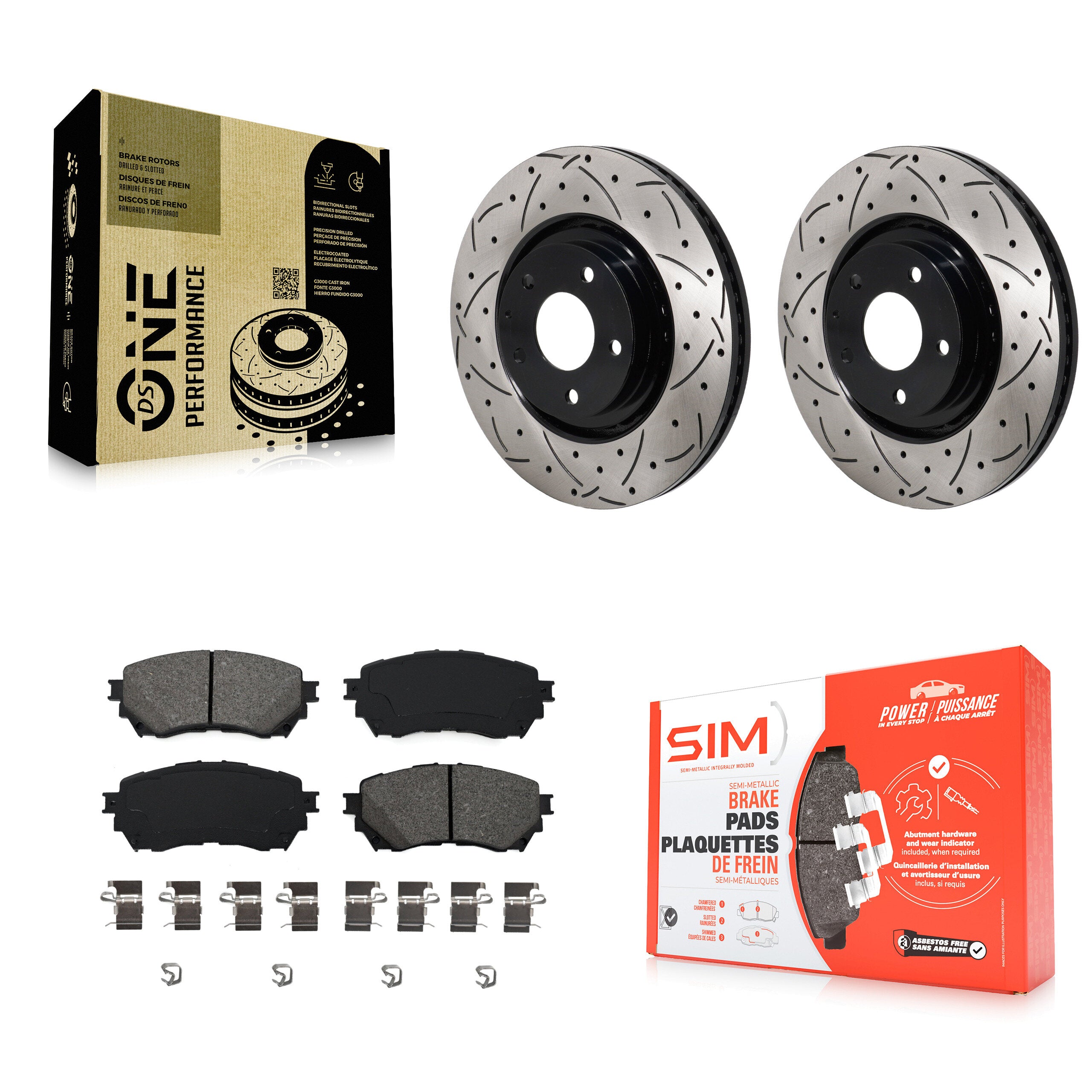 Front Drilled Slot Disc Brake Rotor & Semi-Metallic Pad Kit For 2021 Mazda 6 Turbocharged KDS-101124