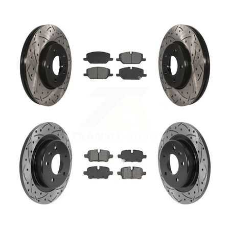 Front Rear Coated Drilled Slotted Disc Brake Rotors Semi-Metallic Pad Kit For GMC Terrain KDS-101130