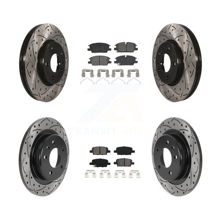 Front Rear Coated Drill Slot Disc Brake Rotors Semi-Metallic Pad Kit For Chevrolet Malibu KDS-101131