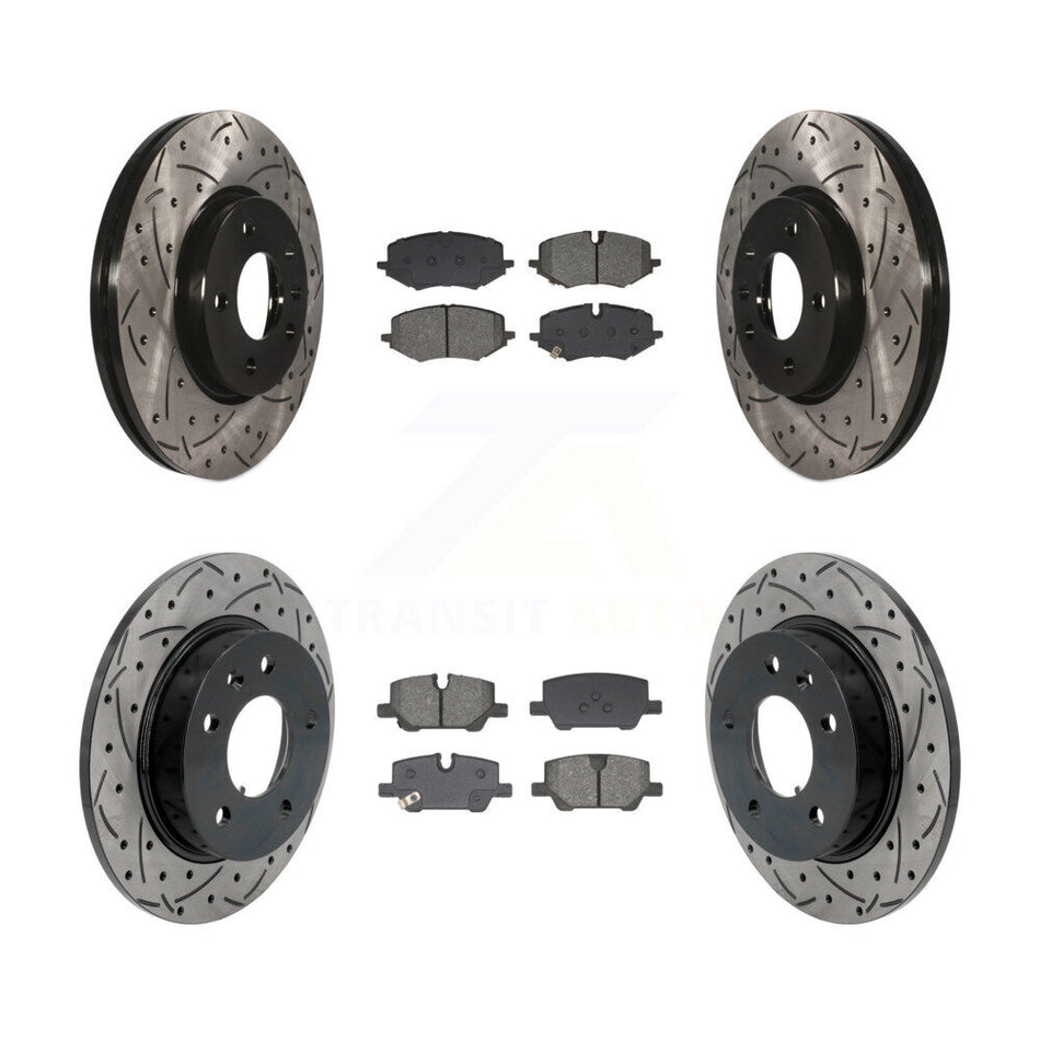 Front Rear Drilled Slot Brake Rotor Semi-Metallic Pad Kit For Chevrolet Trailblazer Buick KDS-101136