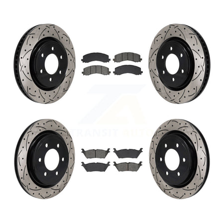 Front Rear Drill Slot Brake Rotor Semi-Metallic Pad Kit For Ford F-150 Expedition Lincoln KDS-101140