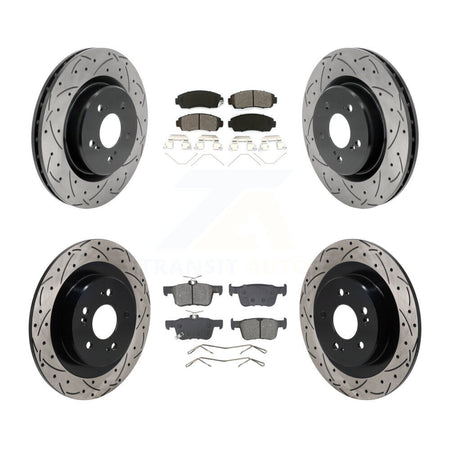 Front Rear Drill Slot Disc Brake Rotor Semi-Metallic Pad Kit For 2021-2023 Acura TLX 2.0L KDS-101149
