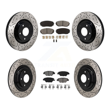 Front Rear Drilled Slot Disc Brake Rotor & Semi-Metallic Pad Kit For 2016-2023 Mazda CX-9 KDS-101151
