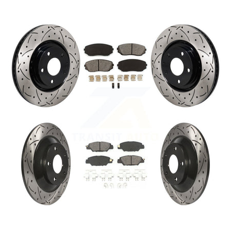 Front Rear Drill Slot Brake Rotor Semi-Metallic Pad Kit For 19-24 Mazda CX-5 Turbocharged KDS-101152