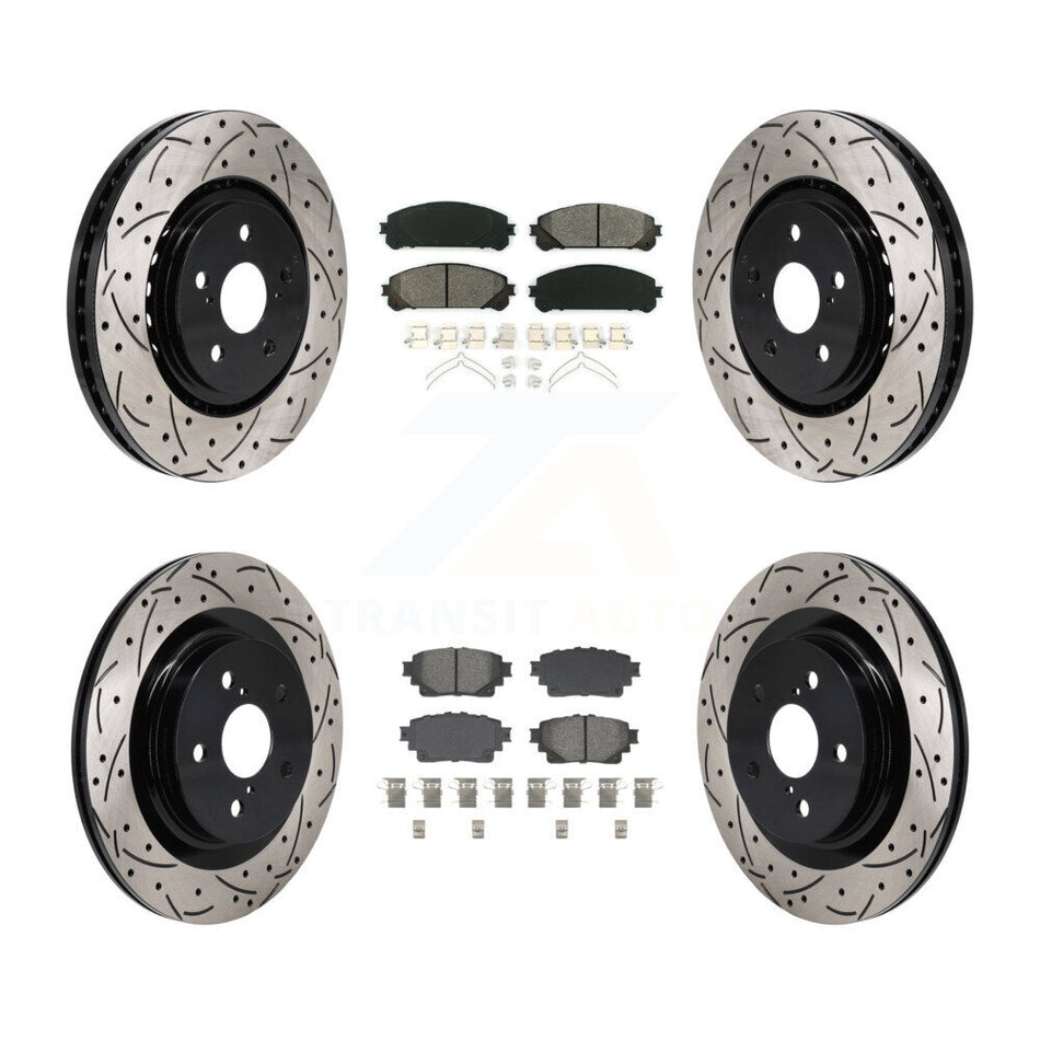 Front Rear Drill Slot Brake Rotor Semi-Metallic Pad Kit For Toyota Sienna RAV4 Prime bZ4X KDS-101157