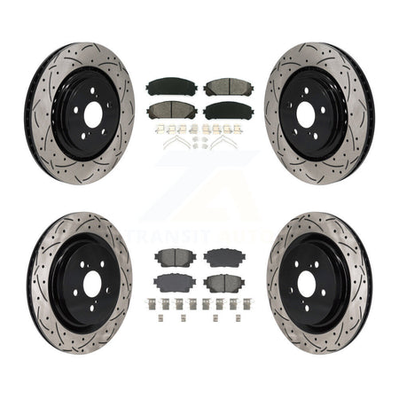 Front Rear Drilled Slot Brake Rotor Semi-Metallic Pad Kit For 2020-2022 Toyota Highlander KDS-101158