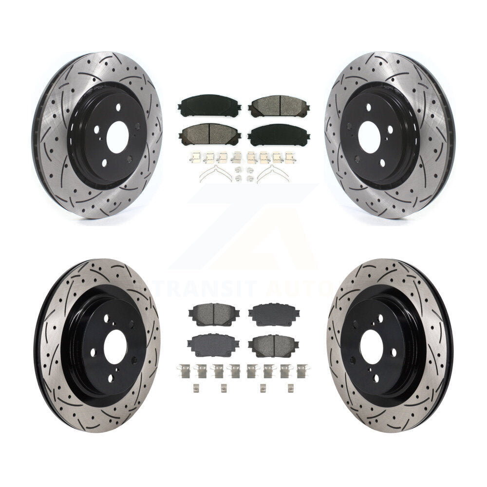 Front Rear Drill Slot Disc Brake Rotor Semi-Metallic Pad Kit For Lexus NX350h NX350 NX250 KDS-101159