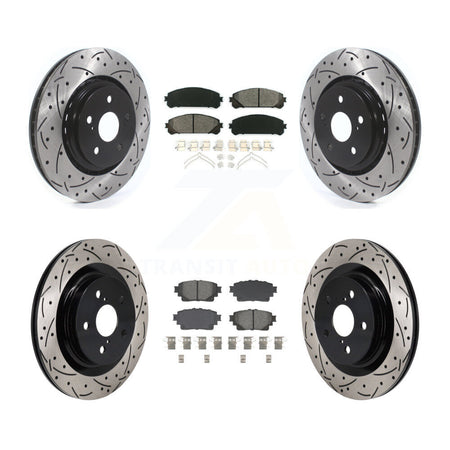 Front Rear Drill Slot Disc Brake Rotor Semi-Metallic Pad Kit For Lexus NX350h NX350 NX250 KDS-101159