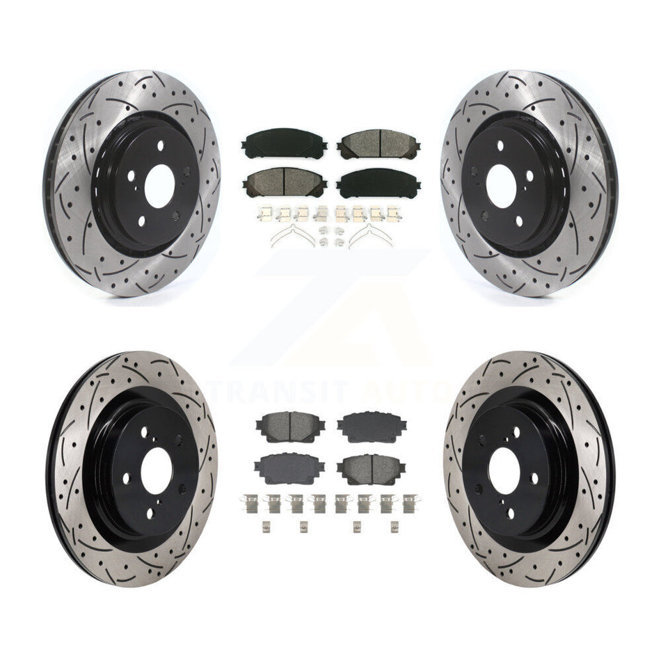 Front Rear Drill Slot Disc Brake Rotor Semi-Metallic Pad Kit For Lexus NX350h NX350 NX250 KDS-101159