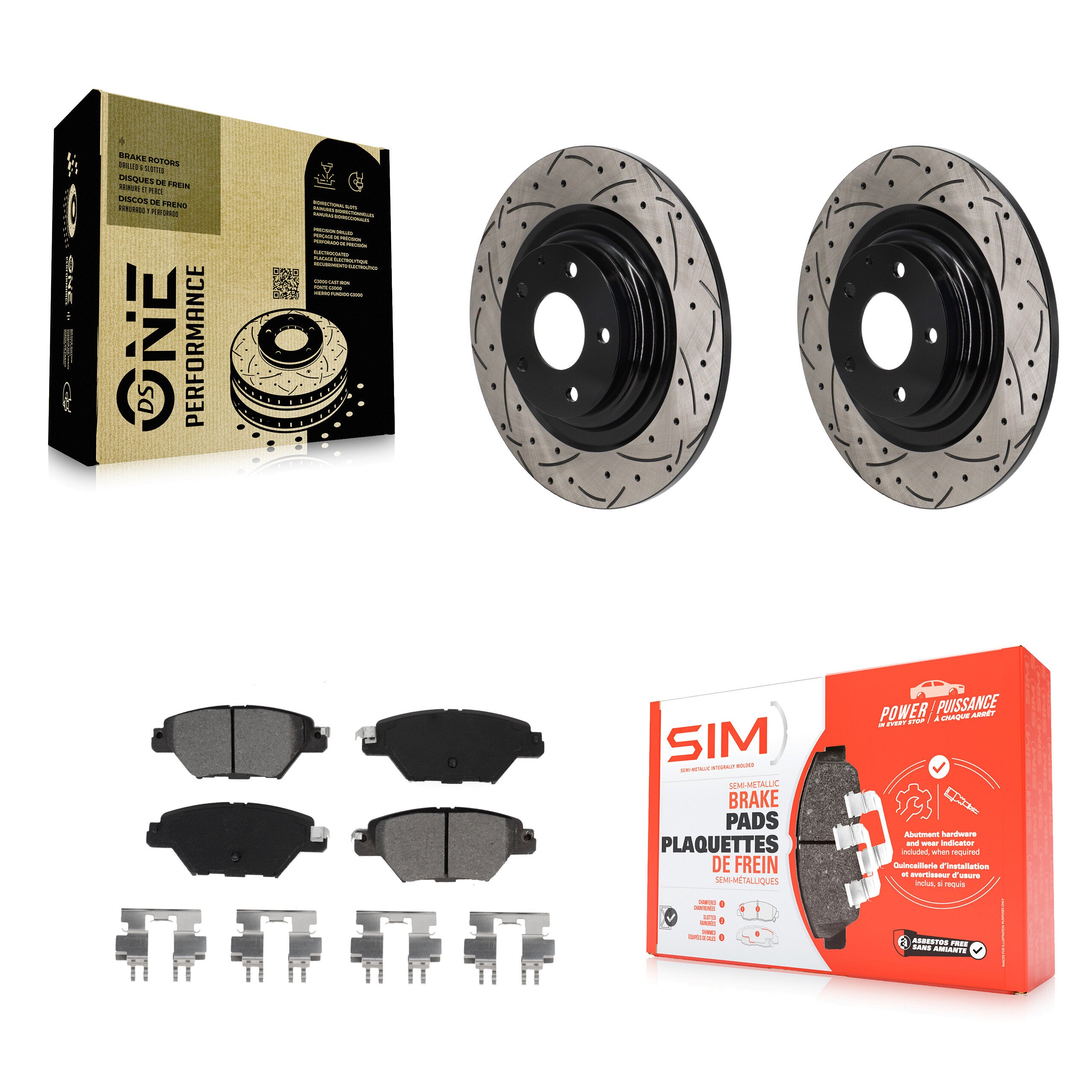 Rear Coated Drilled Slot Disc Brake Rotors Semi-Metallic Pad Kit For 2016-2023 Mazda CX-9 KDS-101165